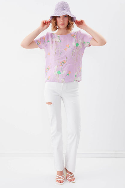 SHORT SLEEVE PATTERN BLOUSE