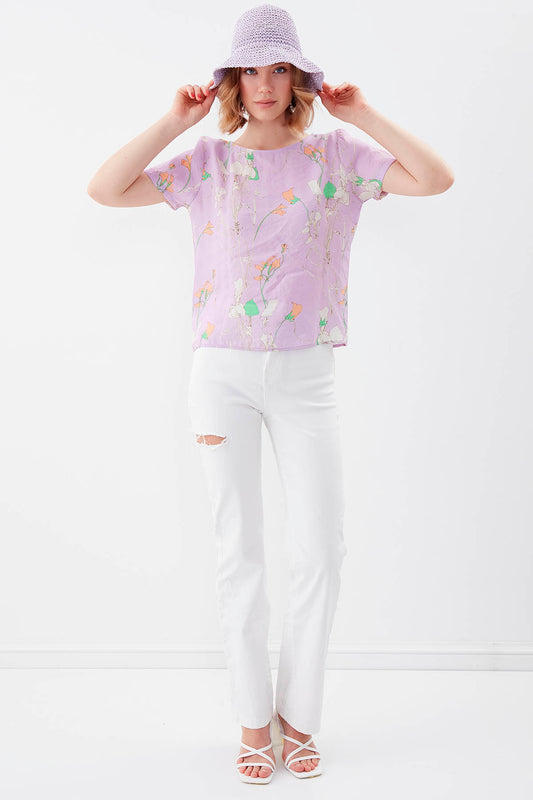 SHORT SLEEVE PATTERN BLOUSE