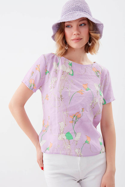 SHORT SLEEVE PATTERN BLOUSE