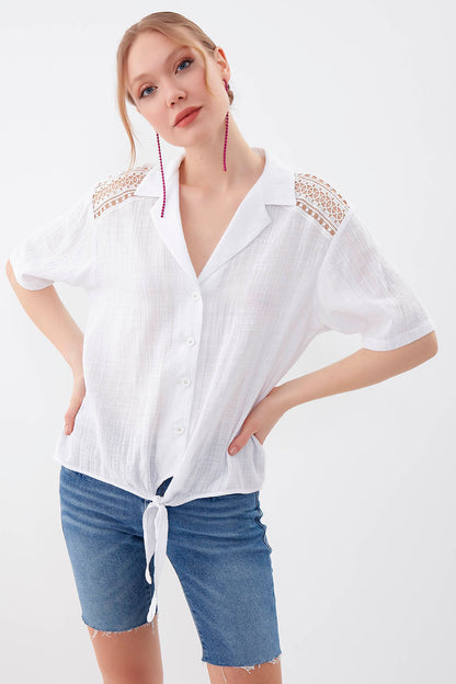 SHIRT WITH SHORT SLEEVE BINDING