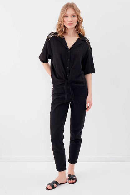 SHIRT WITH SHORT SLEEVE BINDING