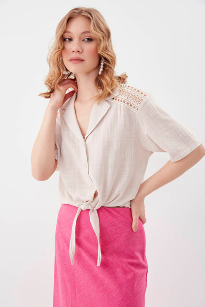 SHIRT WITH SHORT SLEEVE BINDING