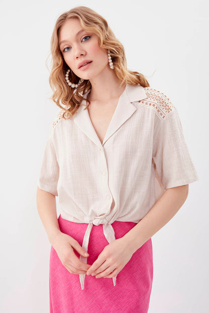 SHIRT WITH SHORT SLEEVE BINDING