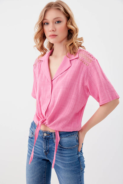 SHIRT WITH SHORT SLEEVE BINDING
