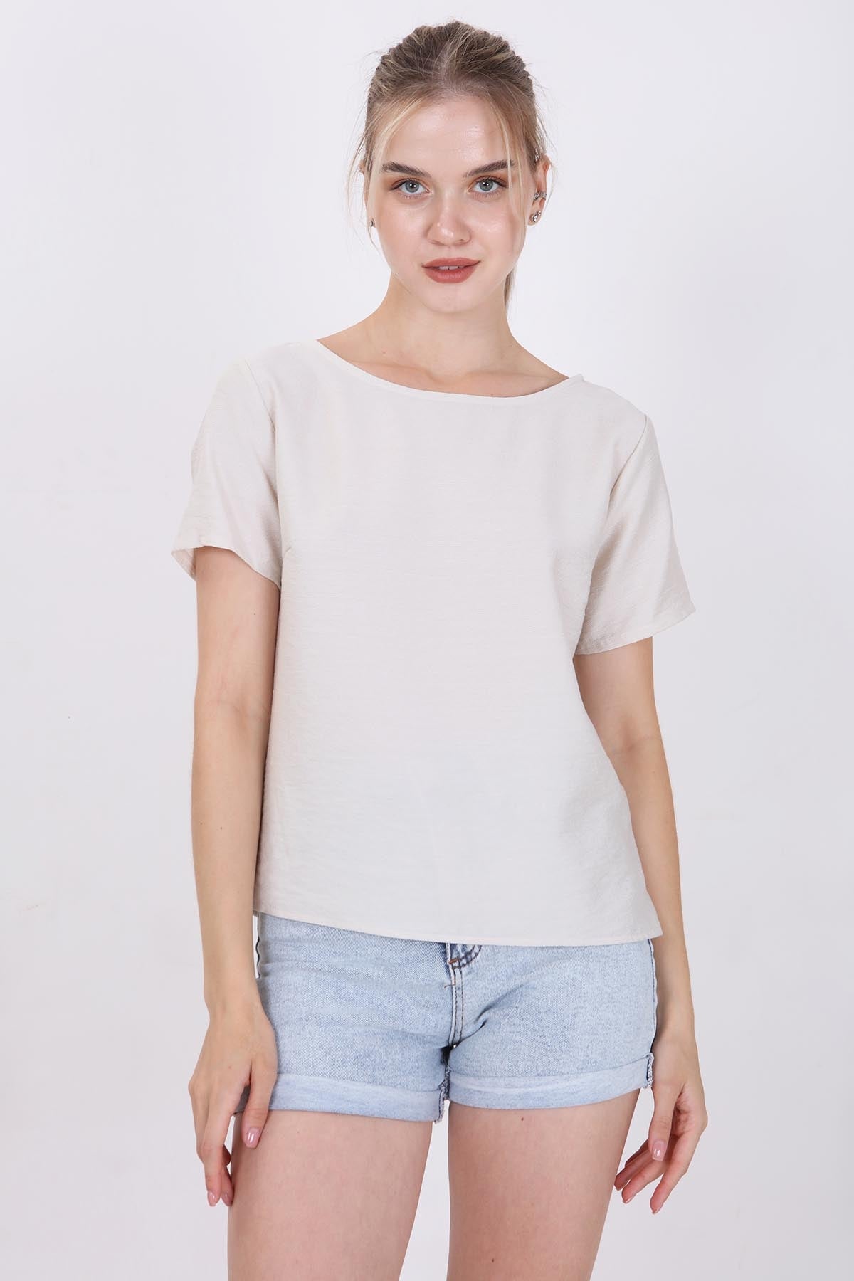 CROP BLOUSE WITH SHORT SLEEVES