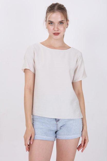 CROP BLOUSE WITH SHORT SLEEVES