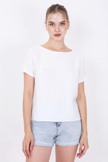 CROP BLOUSE WITH SHORT SLEEVES