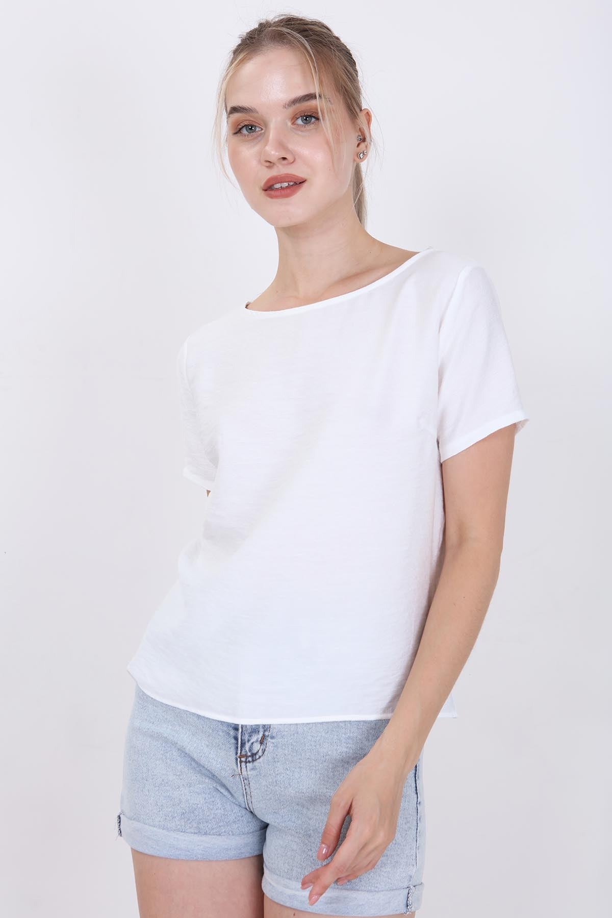 CROP BLOUSE WITH SHORT SLEEVES