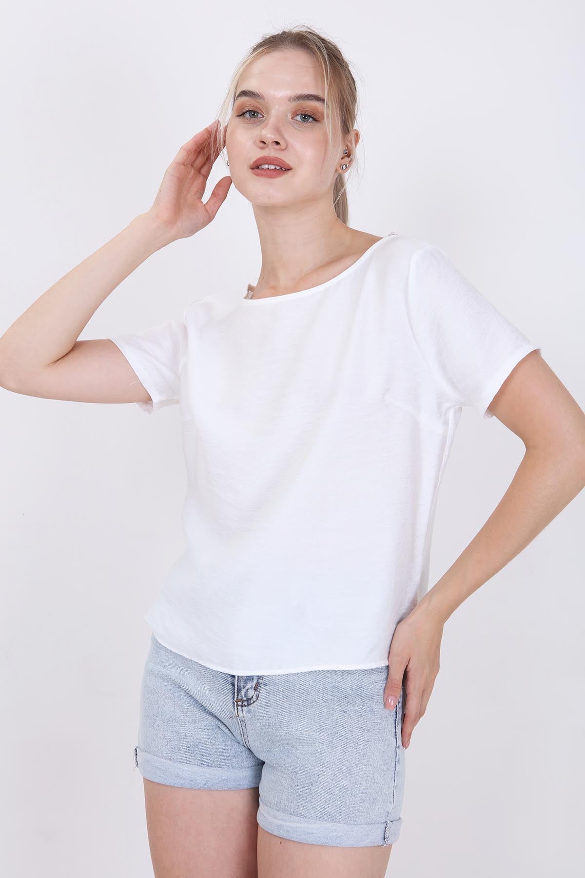 CROP BLOUSE WITH SHORT SLEEVES