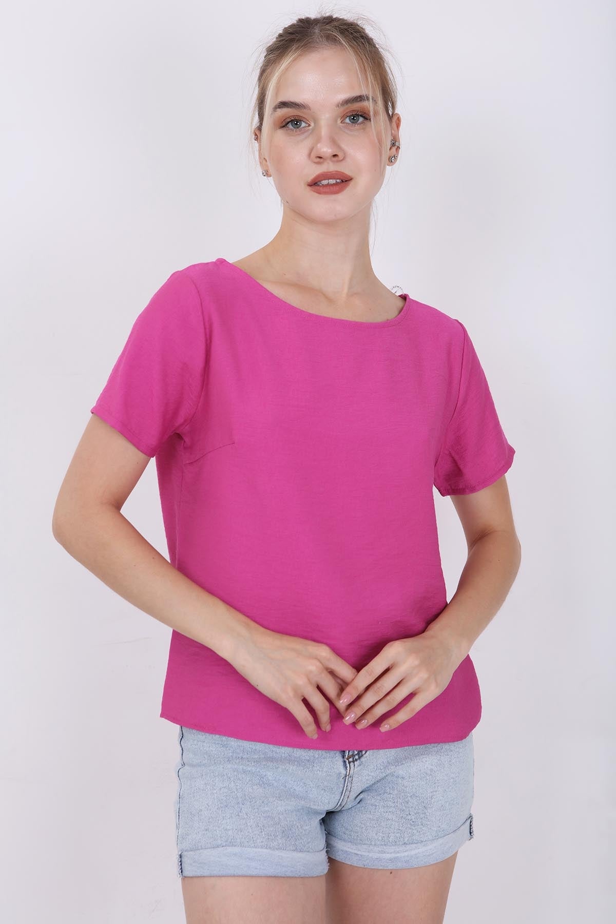 CROP BLOUSE WITH SHORT SLEEVES