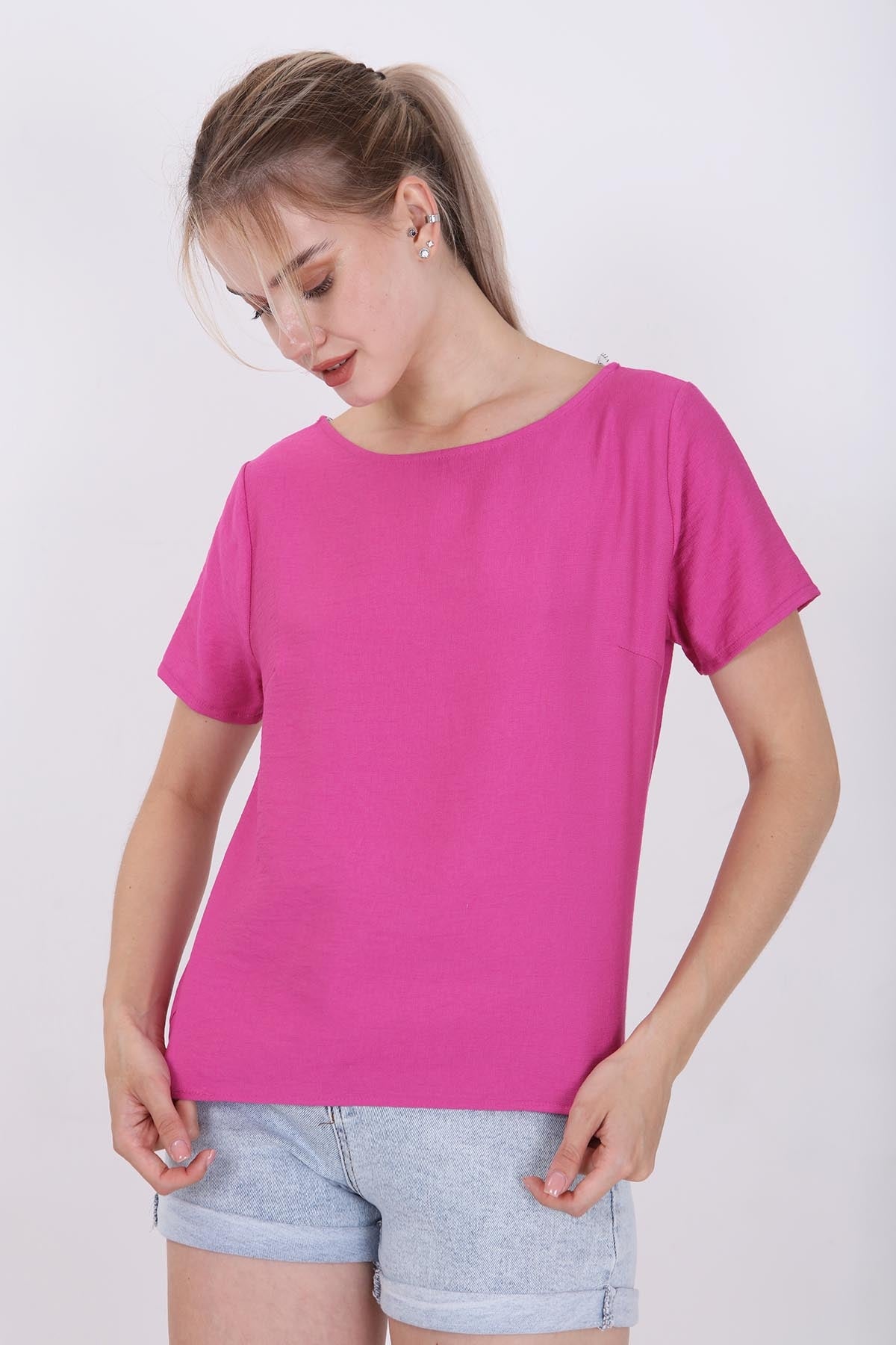 CROP BLOUSE WITH SHORT SLEEVES