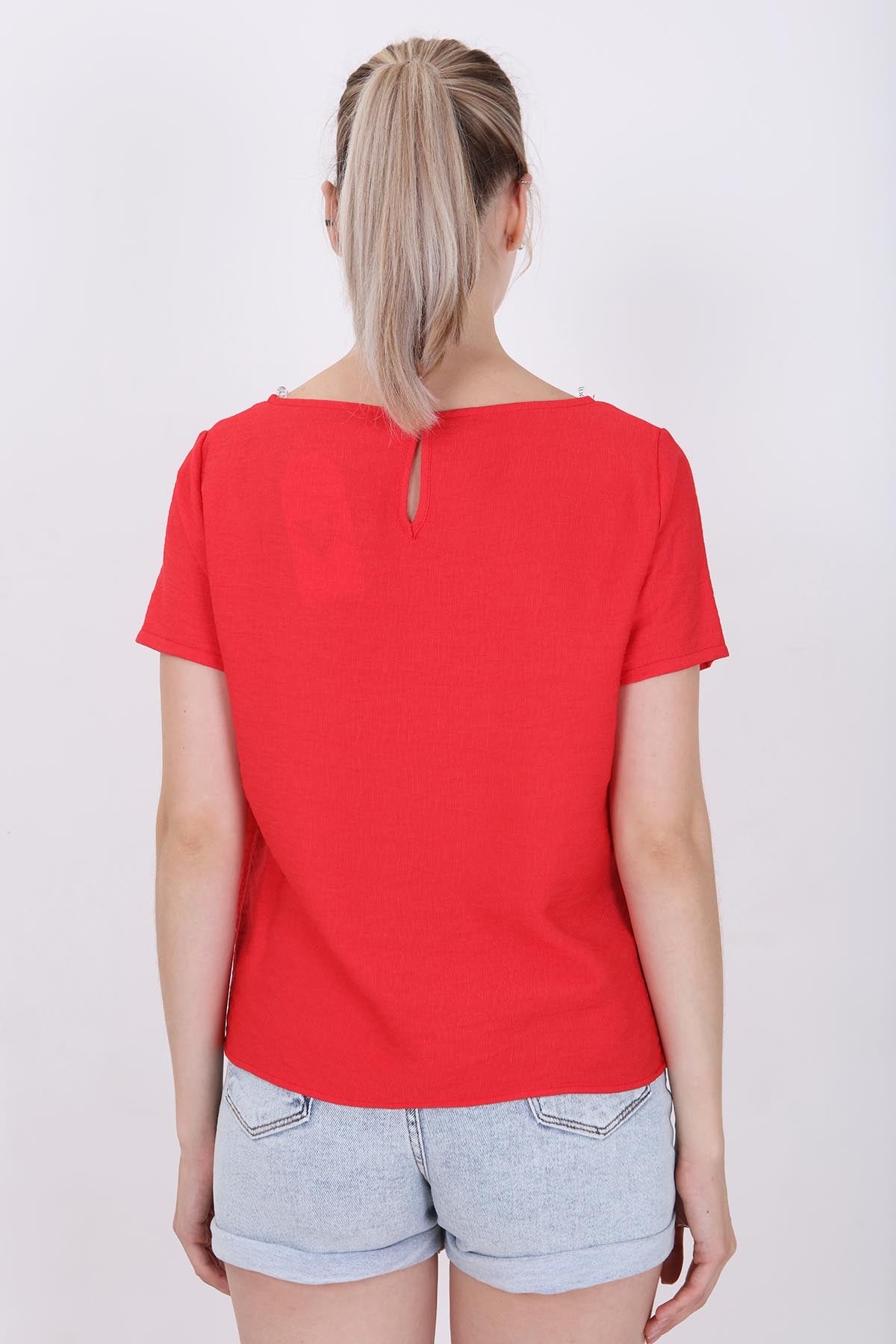 CROP BLOUSE WITH SHORT SLEEVES