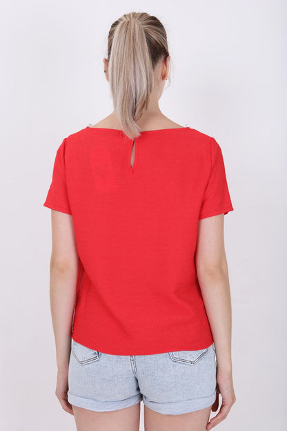 CROP BLOUSE WITH SHORT SLEEVES