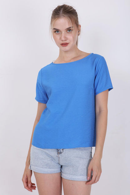 CROP BLOUSE WITH SHORT SLEEVES