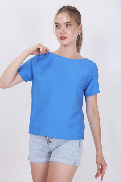 CROP BLOUSE WITH SHORT SLEEVES