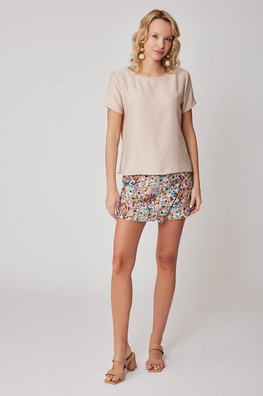 CROP BLOUSE WITH SHORT SLEEVES