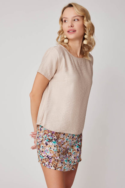 CROP BLOUSE WITH SHORT SLEEVES
