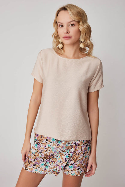 CROP BLOUSE WITH SHORT SLEEVES