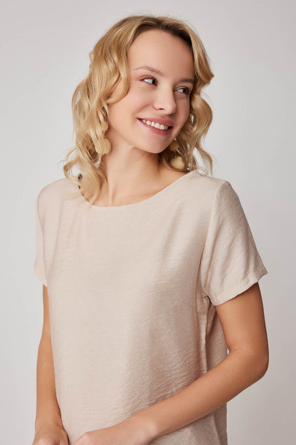 CROP BLOUSE WITH SHORT SLEEVES