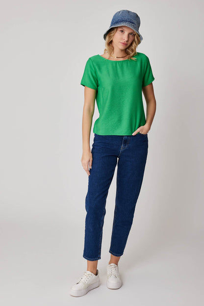CROP BLOUSE WITH SHORT SLEEVES