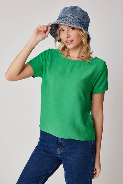 CROP BLOUSE WITH SHORT SLEEVES