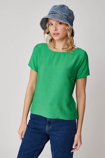 CROP BLOUSE WITH SHORT SLEEVES