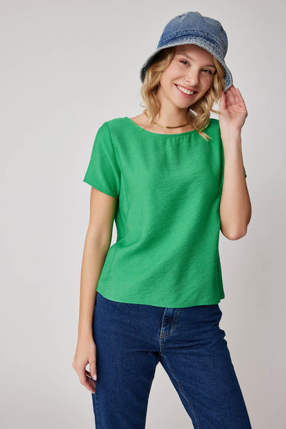 CROP BLOUSE WITH SHORT SLEEVES