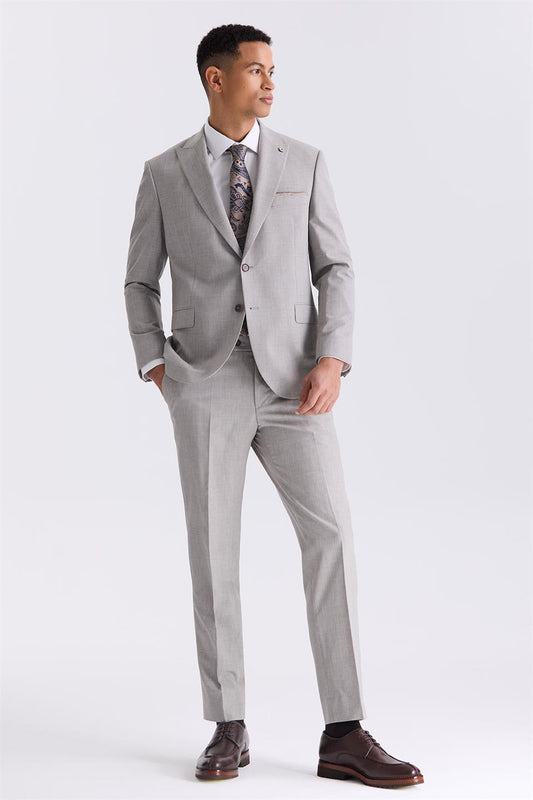 Mink Classic Fit Sharp Collar Wool Suit