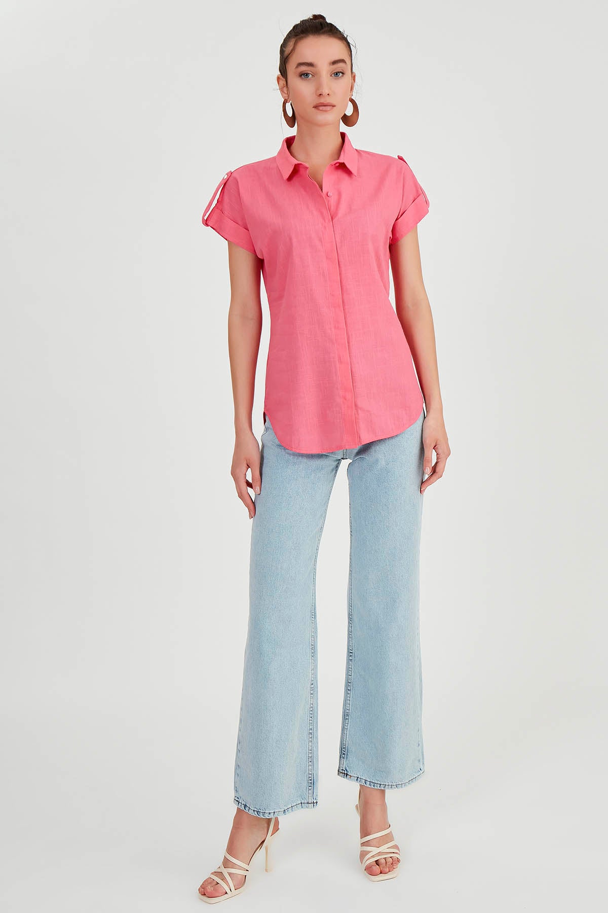 SLEEVE-DETAILED SHORT SLEEVE SHIRT