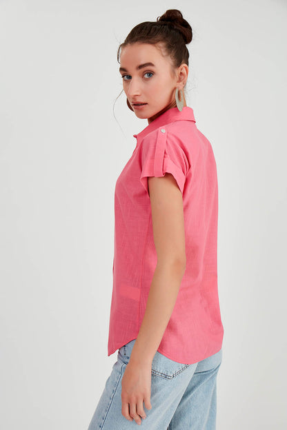 SLEEVE-DETAILED SHORT SLEEVE SHIRT
