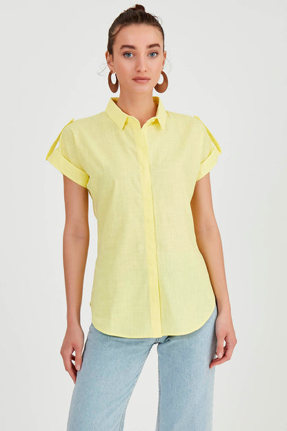 SLEEVE-DETAILED SHORT SLEEVE SHIRT