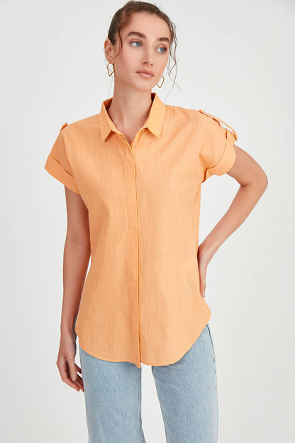 SLEEVE-DETAILED SHORT SLEEVE SHIRT