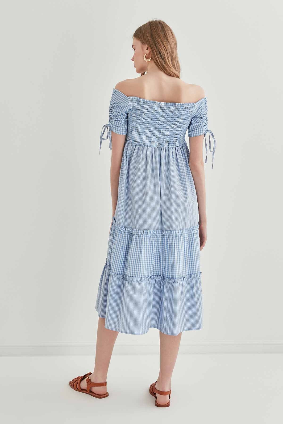 SLEEVES DRAWSTRING COILED COUNTRY DRESS