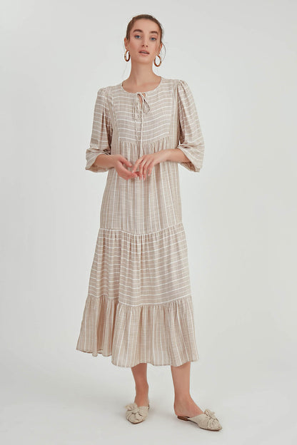 LONG DRESS WITH SLEEVES AND COLLAR