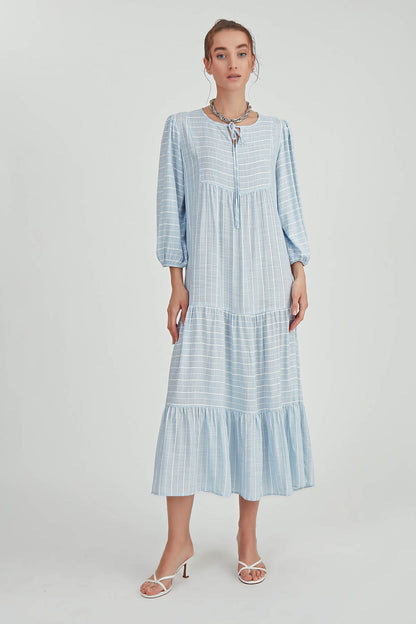 LONG DRESS WITH SLEEVES AND COLLAR