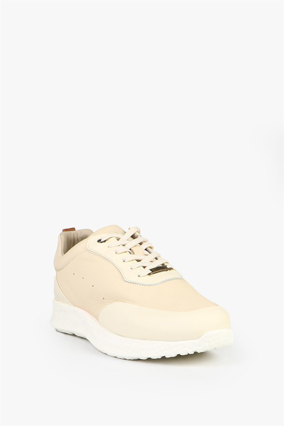 Genuine Leather Beige Men's Shoes