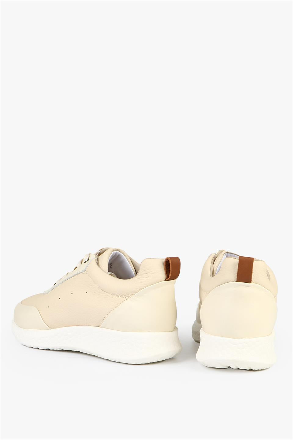 Genuine Leather Beige Men's Shoes