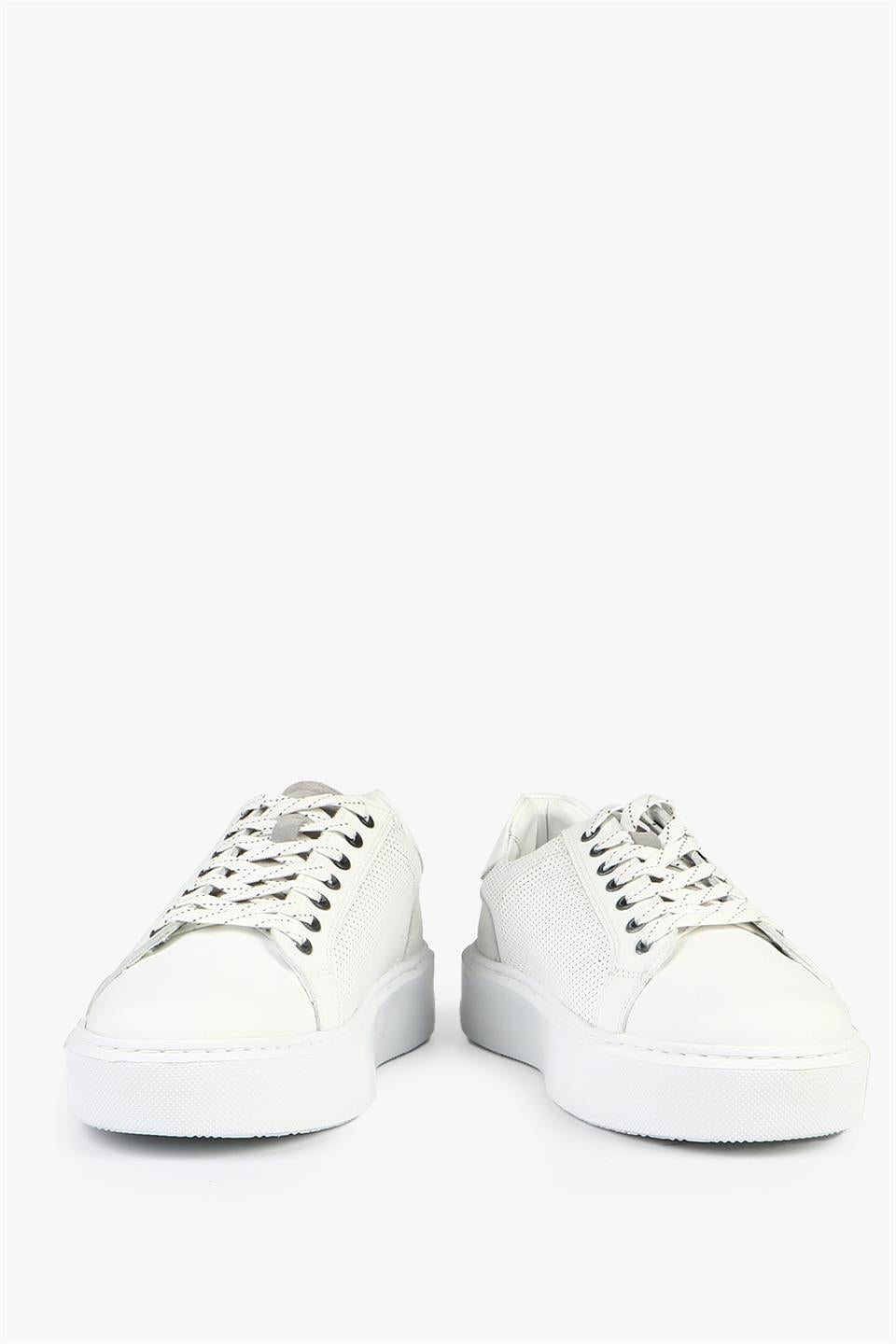 Real Leather Orlean White Black Men's Shoes