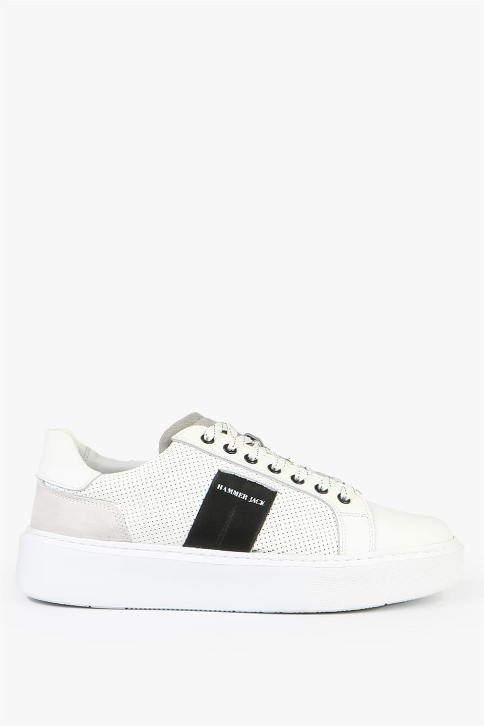 Real Leather Orlean White Black Men's Shoes