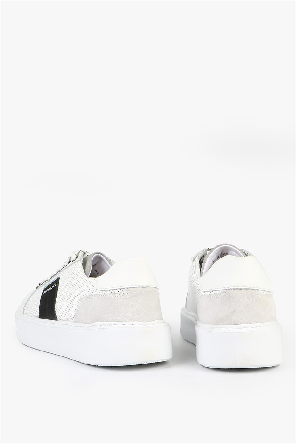 Real Leather Orlean White Black Men's Shoes
