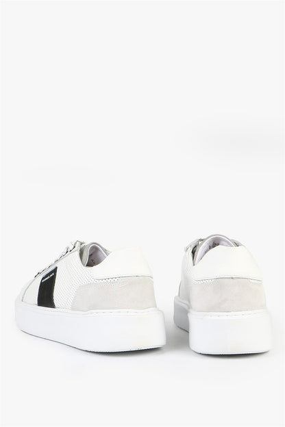 Real Leather Orlean White Black Men's Shoes
