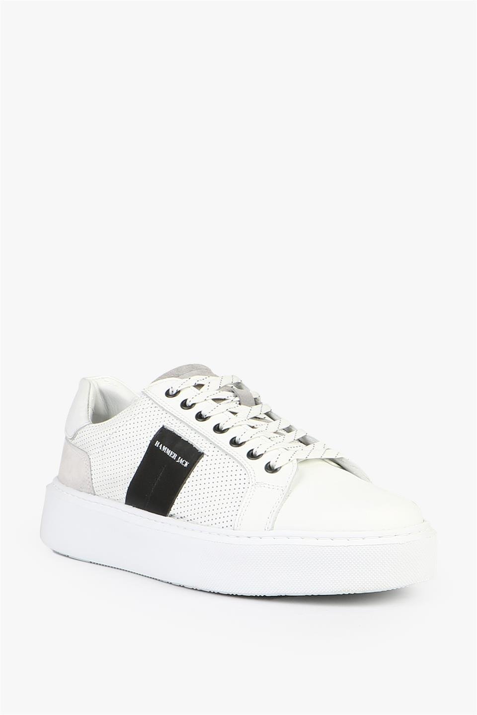 Real Leather Orlean White Black Men's Shoes