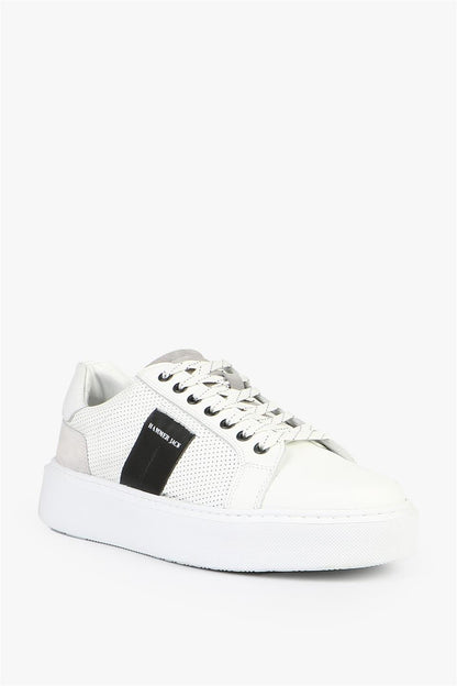 Real Leather Orlean White Black Men's Shoes