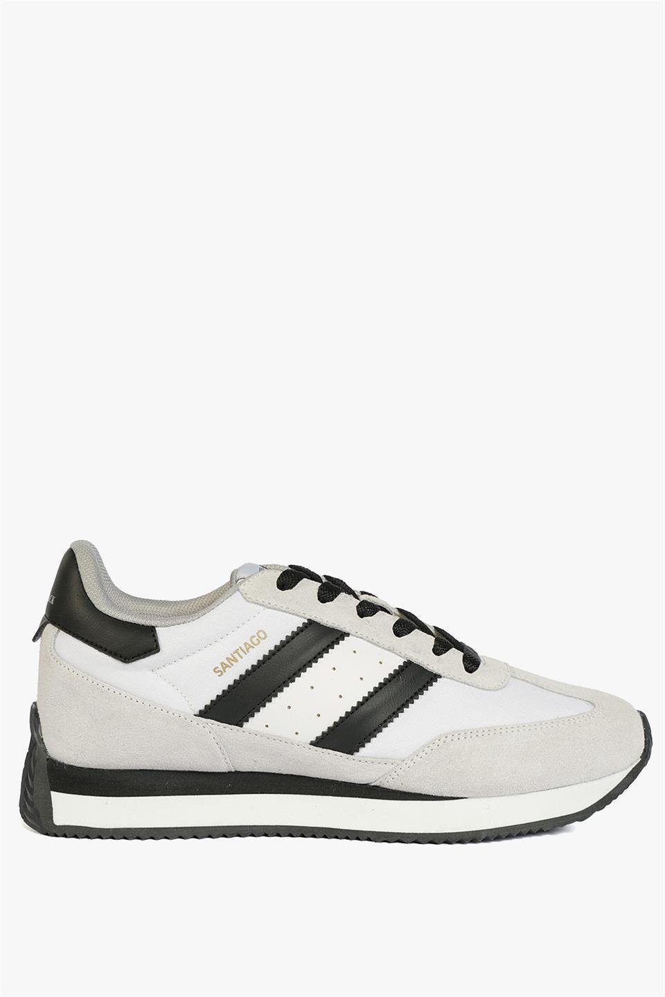 Real Leather Santiago White Black Women's Athletic Shoes