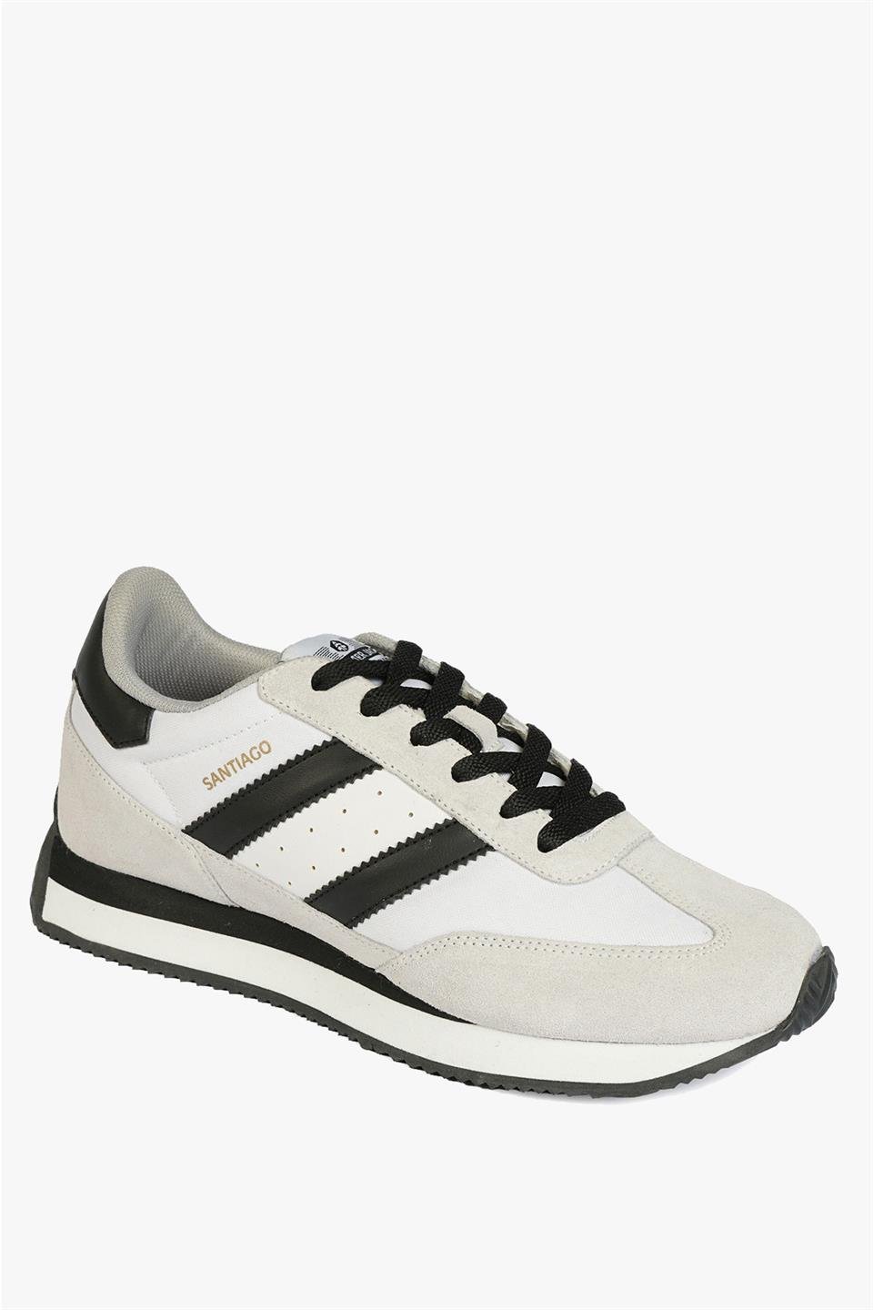 Real Leather Santiago White Black Women's Athletic Shoes