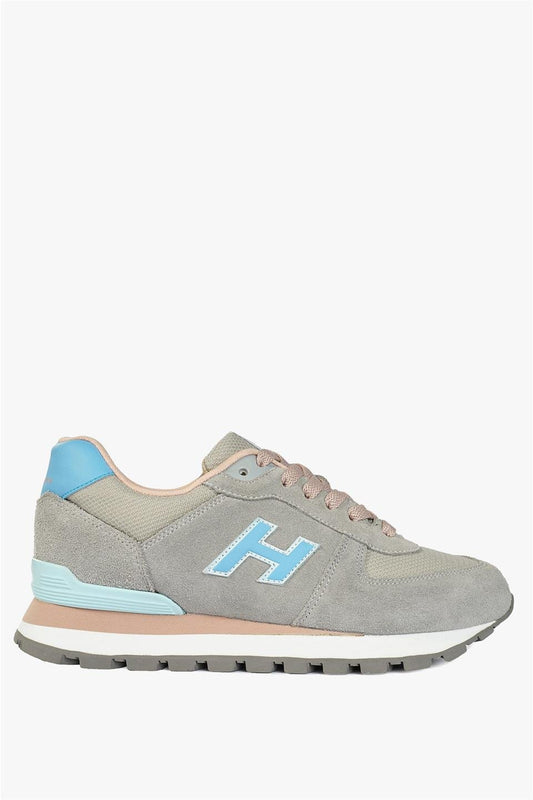 Peruvian Genuine Leather Grey Baby Blue Women's Sports Shoes