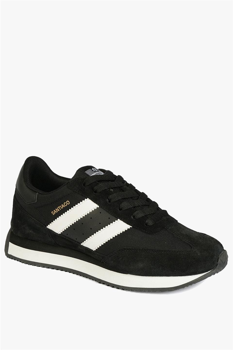 Real Leather Santiago Black And White Women's Sports Shoes