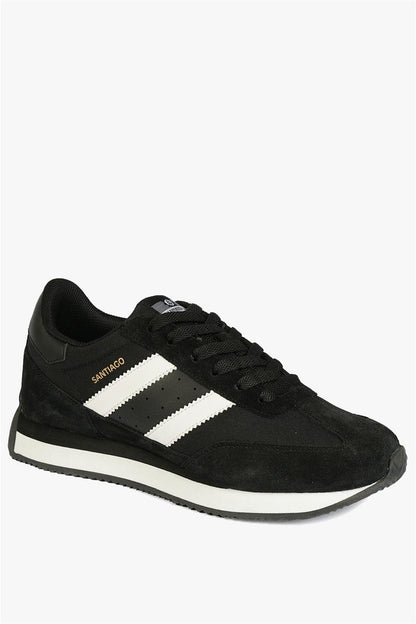 Real Leather Santiago Black And White Women's Sports Shoes