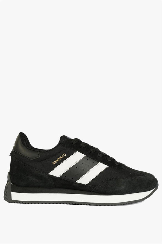 Real Leather Santiago Black And White Women's Sports Shoes