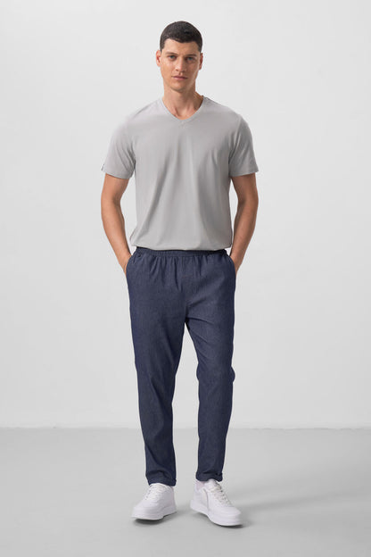Navy Blue Standard Fit Woven Lightly Stretch Chino Men's Trousers - 82175